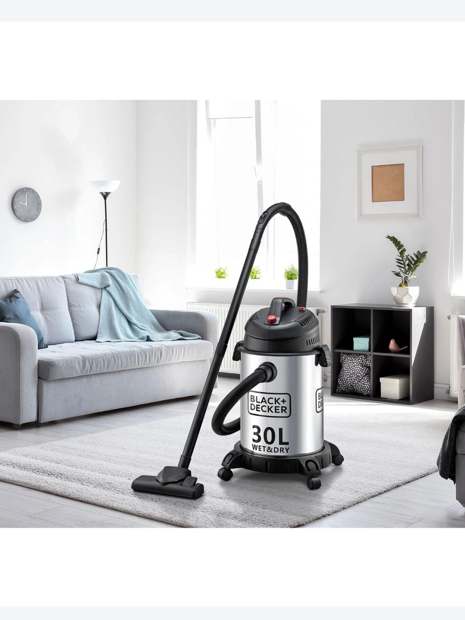 Black+Decker Wet & Dry Drum Vacuum Cleaner, 1610W, WV1610 30L-3