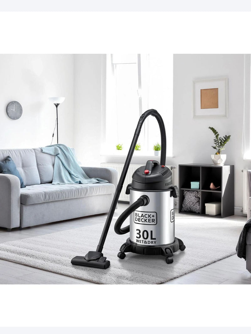 Black+Decker Wet & Dry Drum Vacuum Cleaner, 1610W, WV1610 30L-3